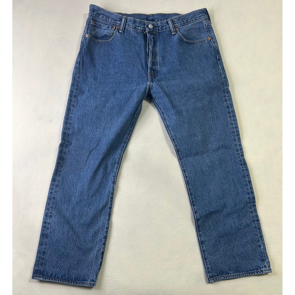 Levis 501 Original Fit Mens Blue Denim Straight Leg Button Fly Jeans Medium Wash
